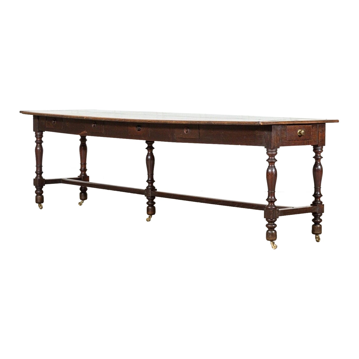 Monumental English 19thC Oak Refectory Table For Sale