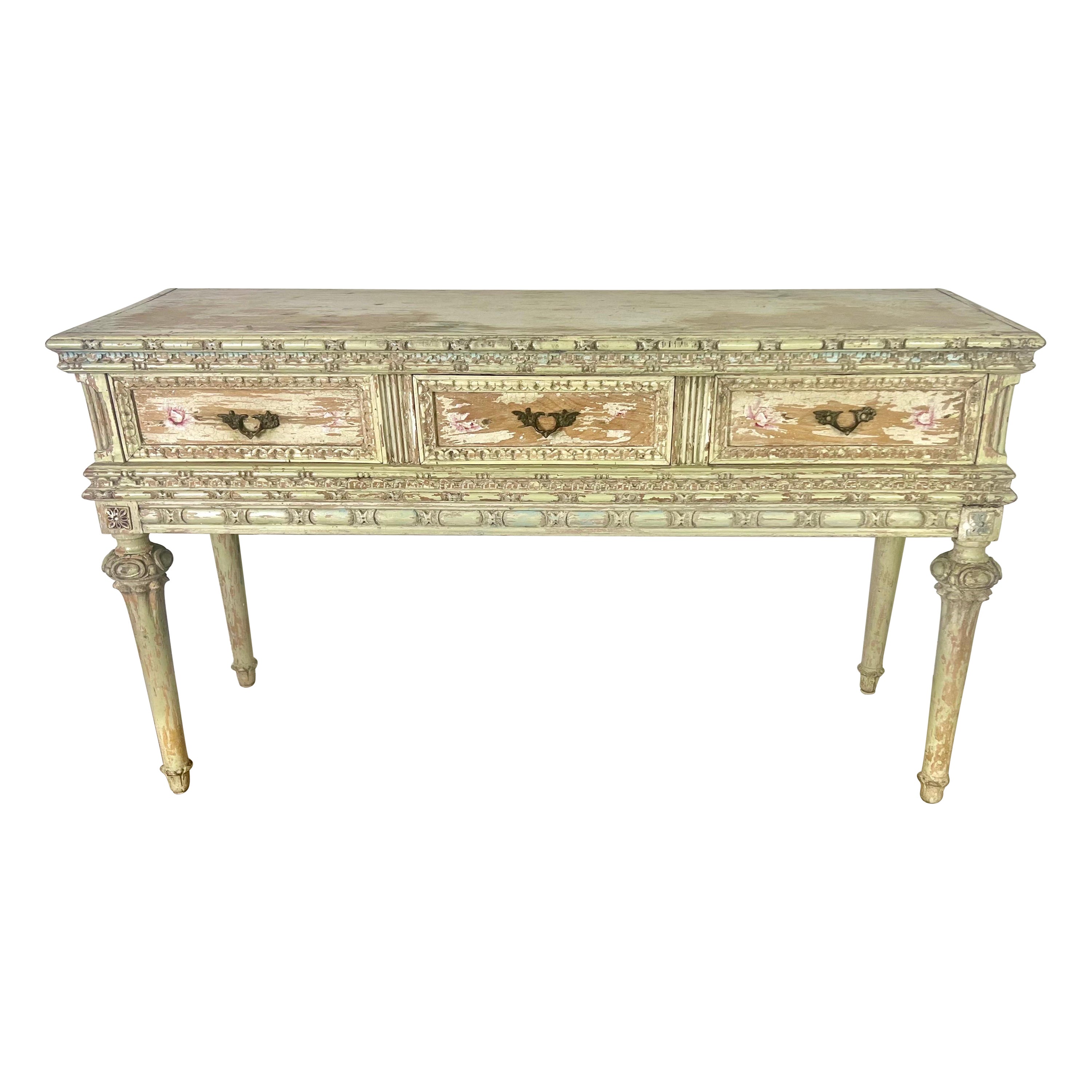 French Louis XVI Style Painted Console For Sale