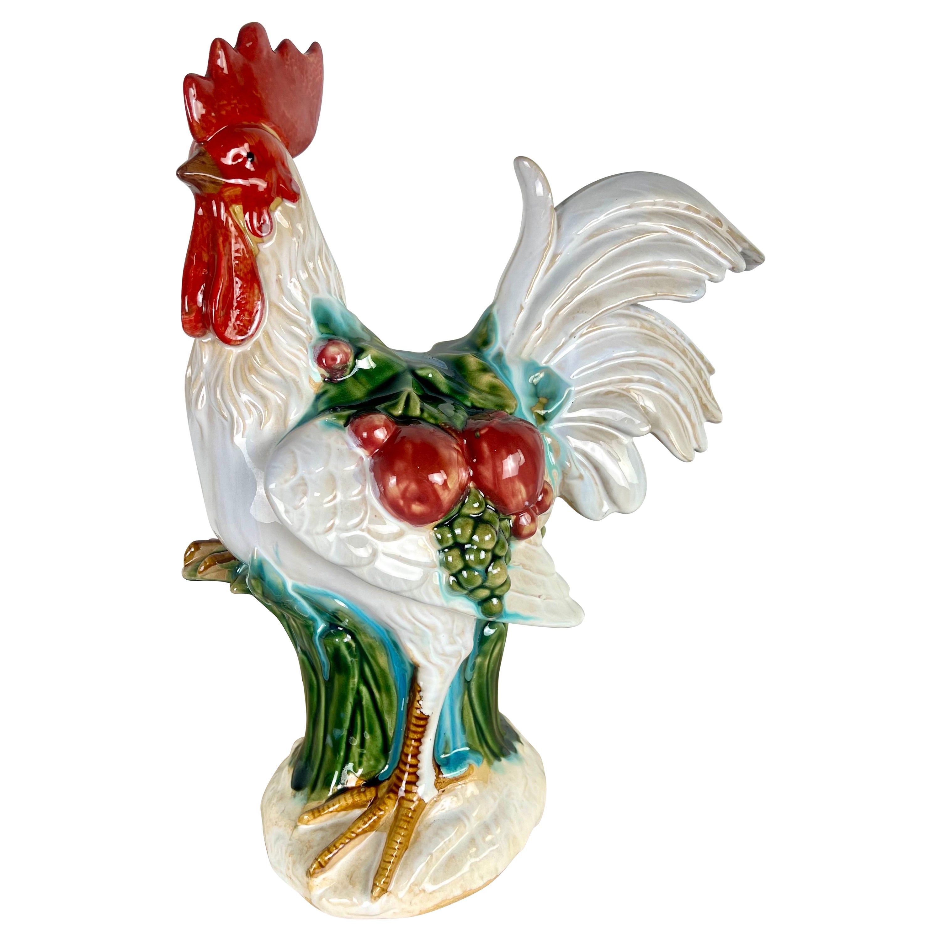 Charming French Glazed Ceramic Chicken C. 1950's For Sale