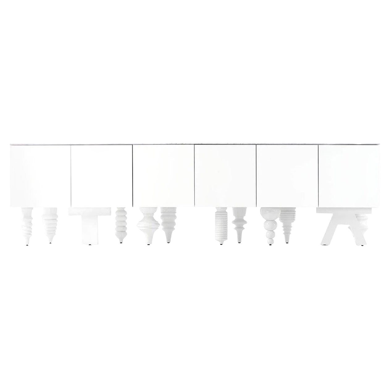 Meuble de rangement Multileg White Showtime de Jaime Hayon, marbre/MDF/Bois de BD