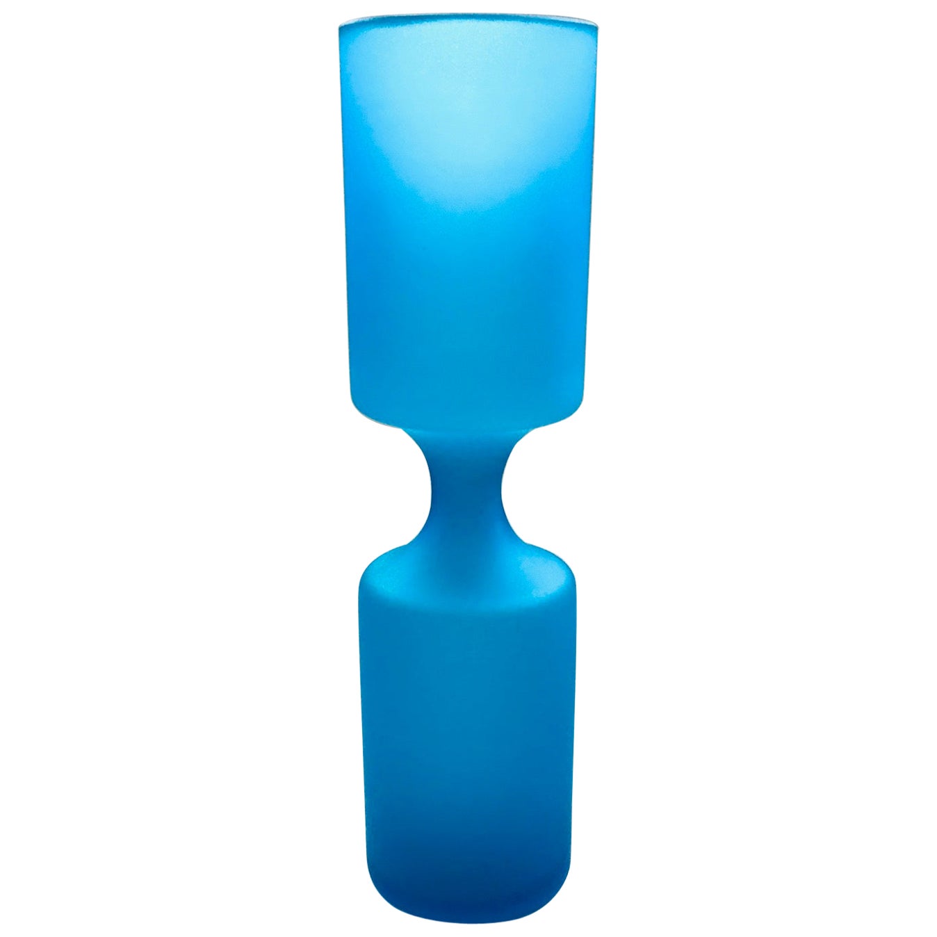 Art Glass Blue Glazed Vase Satinato by Carlo Moretti for Rosenthal Netter, Italy For Sale