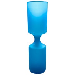 Art Glass Blue Glazed Vase Satinato by Carlo Moretti for Rosenthal Netter, Italy