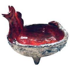 Retro Midcentury Art Ceramic Mystical Figural Dish, Belgium 1960's