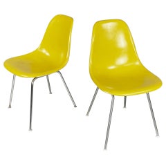 Vintage American Yellow Shell Chairs by Charles and Ray Eames for Herman Miller, 1970s