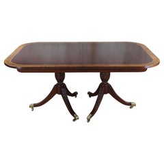 Retro Baker Furniture English Regency Mahogany Double Pedestal Dining Table 104"
