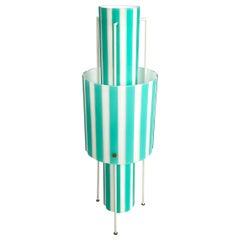Italian mid-century Floor lamp in white and light blue glass with metal, 1950s