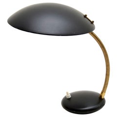 Retro French Enameled Tole and Brass Desk Lamp