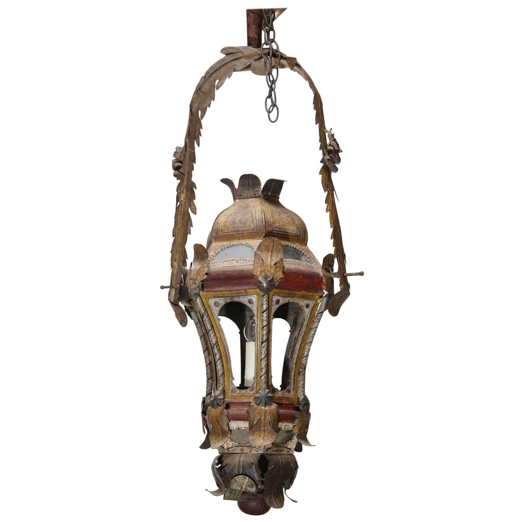 Lanternes de procession italiennes du XVIIIe siècle avec peinture d'origine en vente