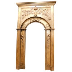 Antique Huge amazing richly carved wooden portal frame, Italy