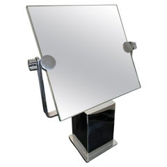 Art Deco Adjustable Table Mirror On Silver Square Chrome Jacques Adnet
