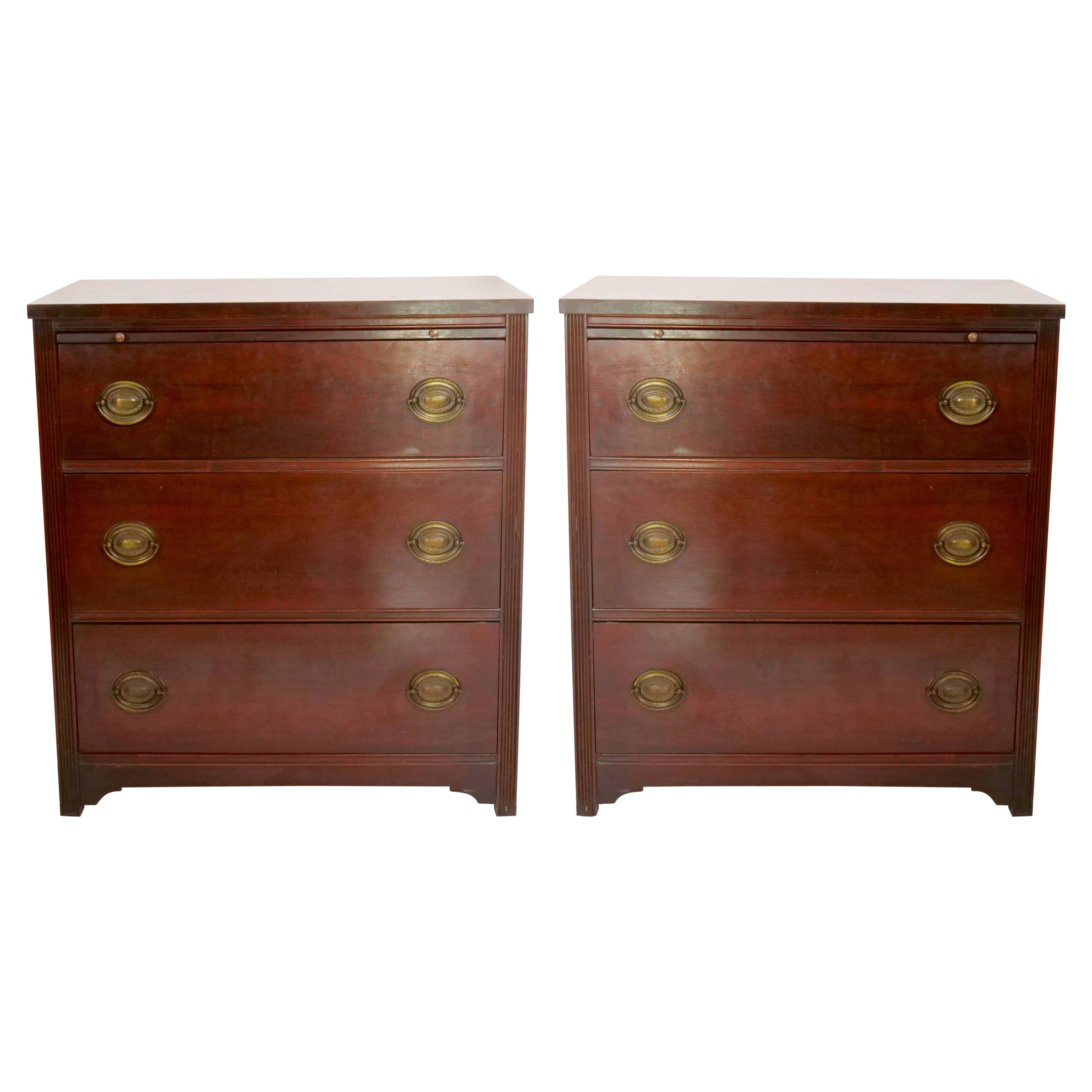English Mahogany Brass Pull Hardware Bachelor's Chests