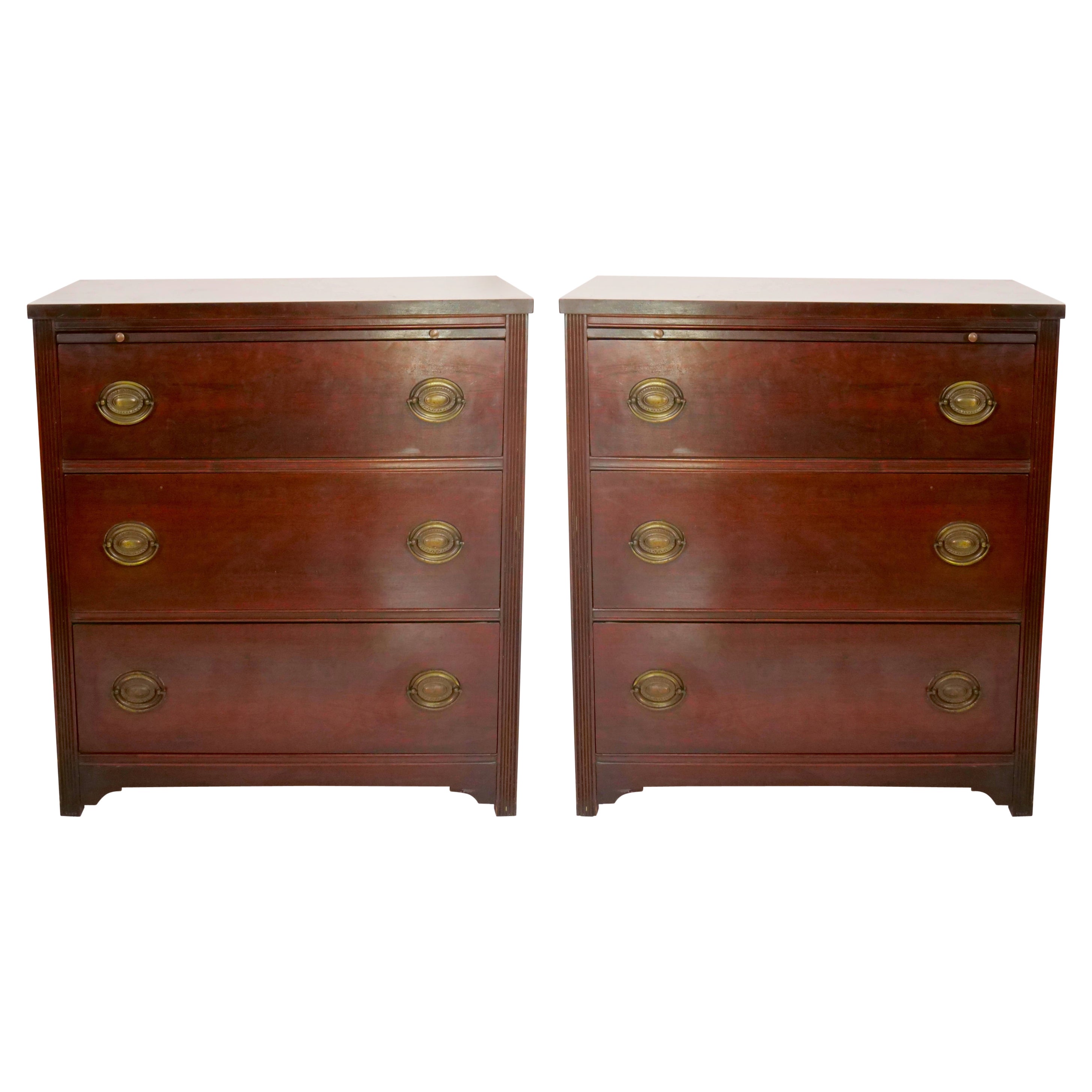 English Mahogany Brass Pull Hardware Bachelor's Chests 