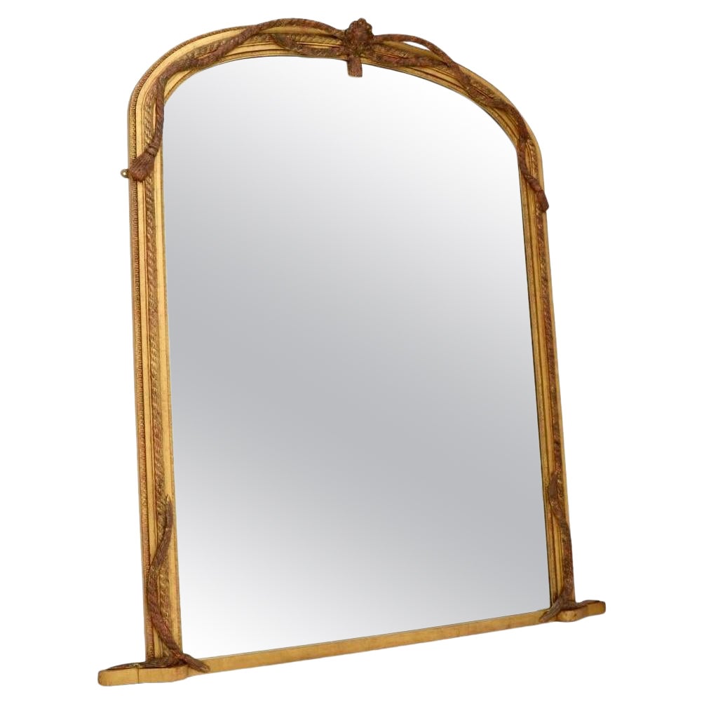 Grand Antique Giltwood Over Mantle Mirror (miroir de cheminée)