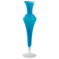 Vintage 1960s Italian Blue Glass Vase