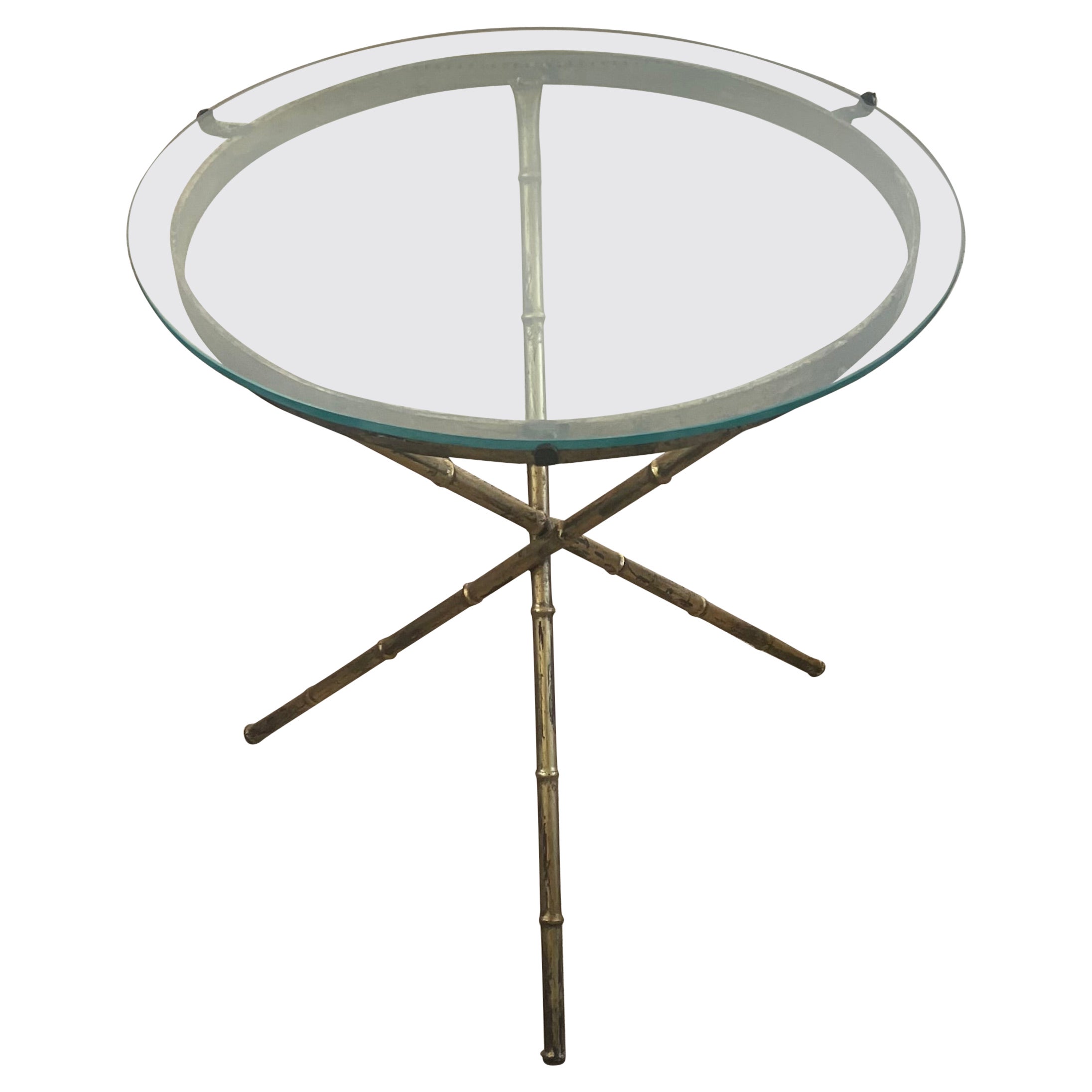 Faux Bamboo Metal Side Table For Sale