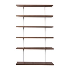 AS6 wall unit 48" wide shelves in solid walnut and powder coated steel