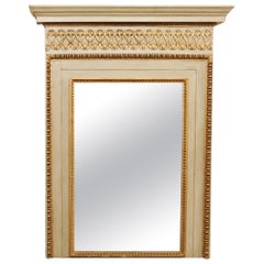 Vintage French 7 Ft Tall Over-Mantle Mirror w/Nicely Appointed Gilt Accents