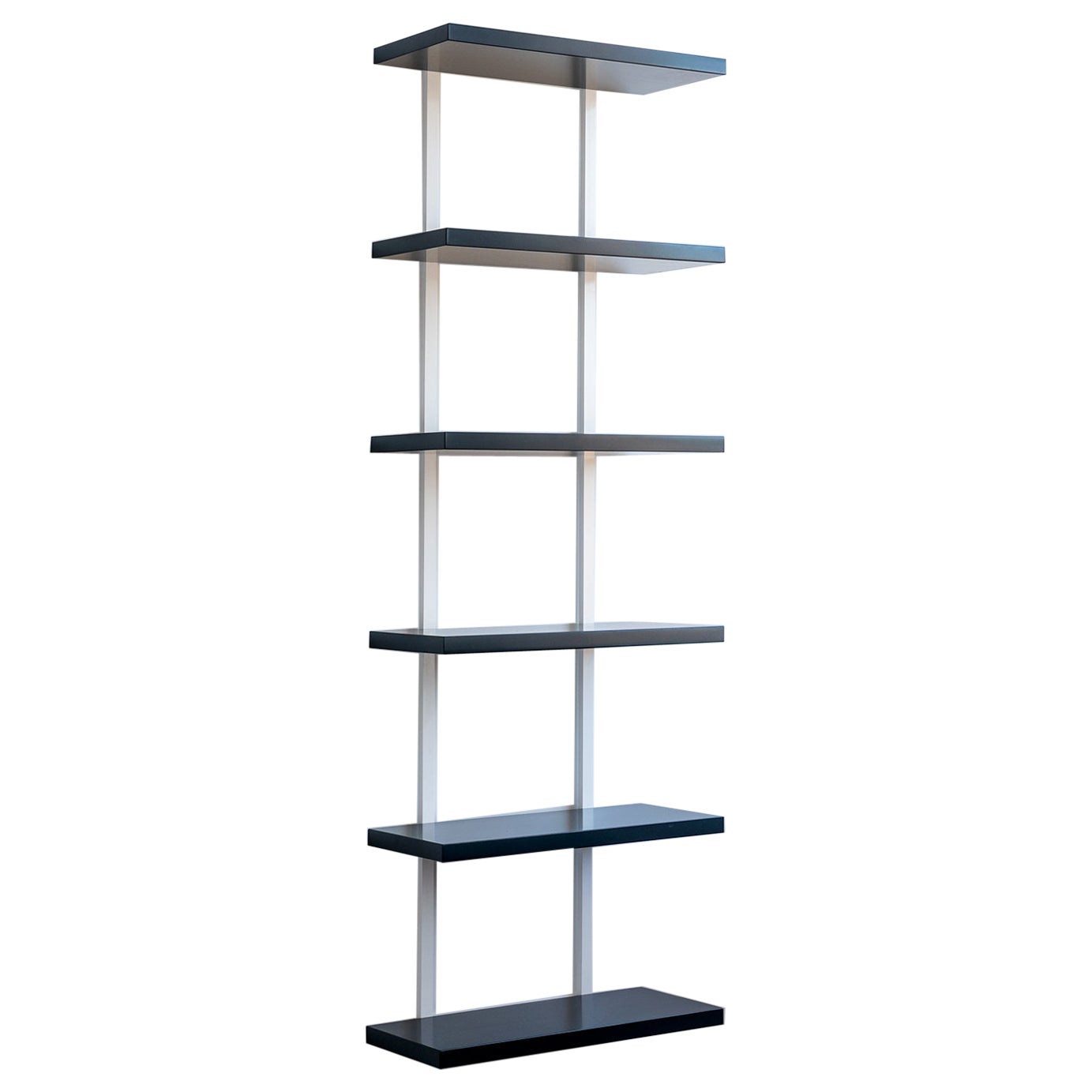 AS6 wall unit 24" wide shelves in Hague blue lacquer and powder coated steel For Sale