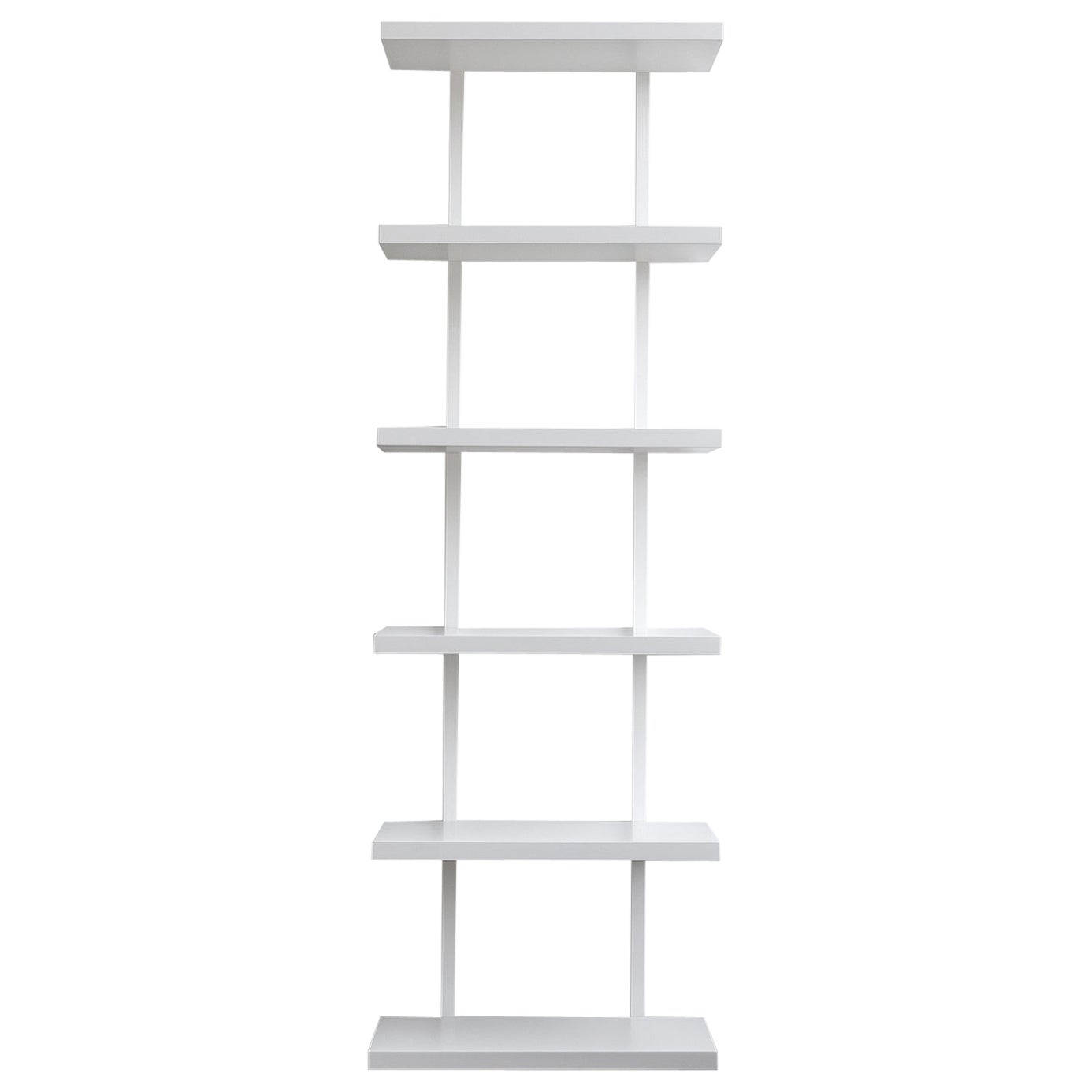 AS6 wall unit 24" wide shelves in white lacquer and powder coated steel For Sale