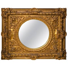 Large Gilt Framed Round Mirror