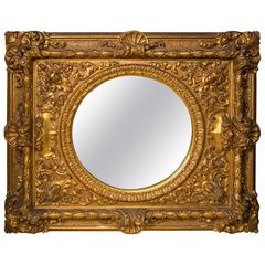 Large Gilt Framed Round Mirror 12