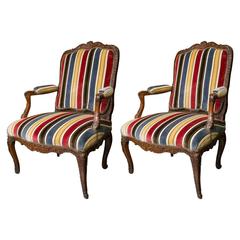Pair of Louis XV Walnut Fauteuils 10