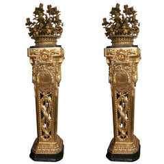 Pair of Gilt Wood and Gilt Metal 12 Light Torchiers