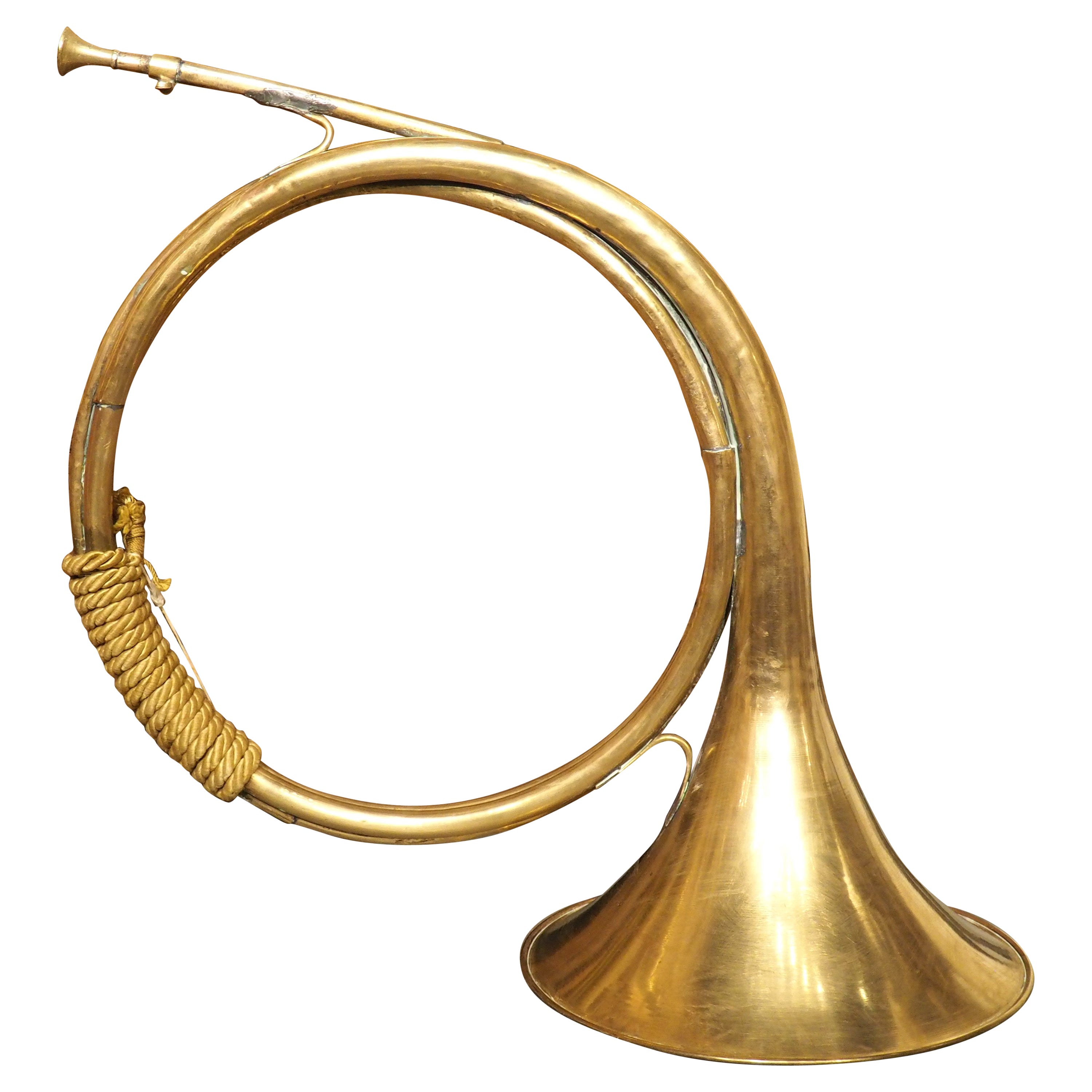 Antique French Brass Hunting Horn, "Le Cor de Chasse", Early 1900s For Sale