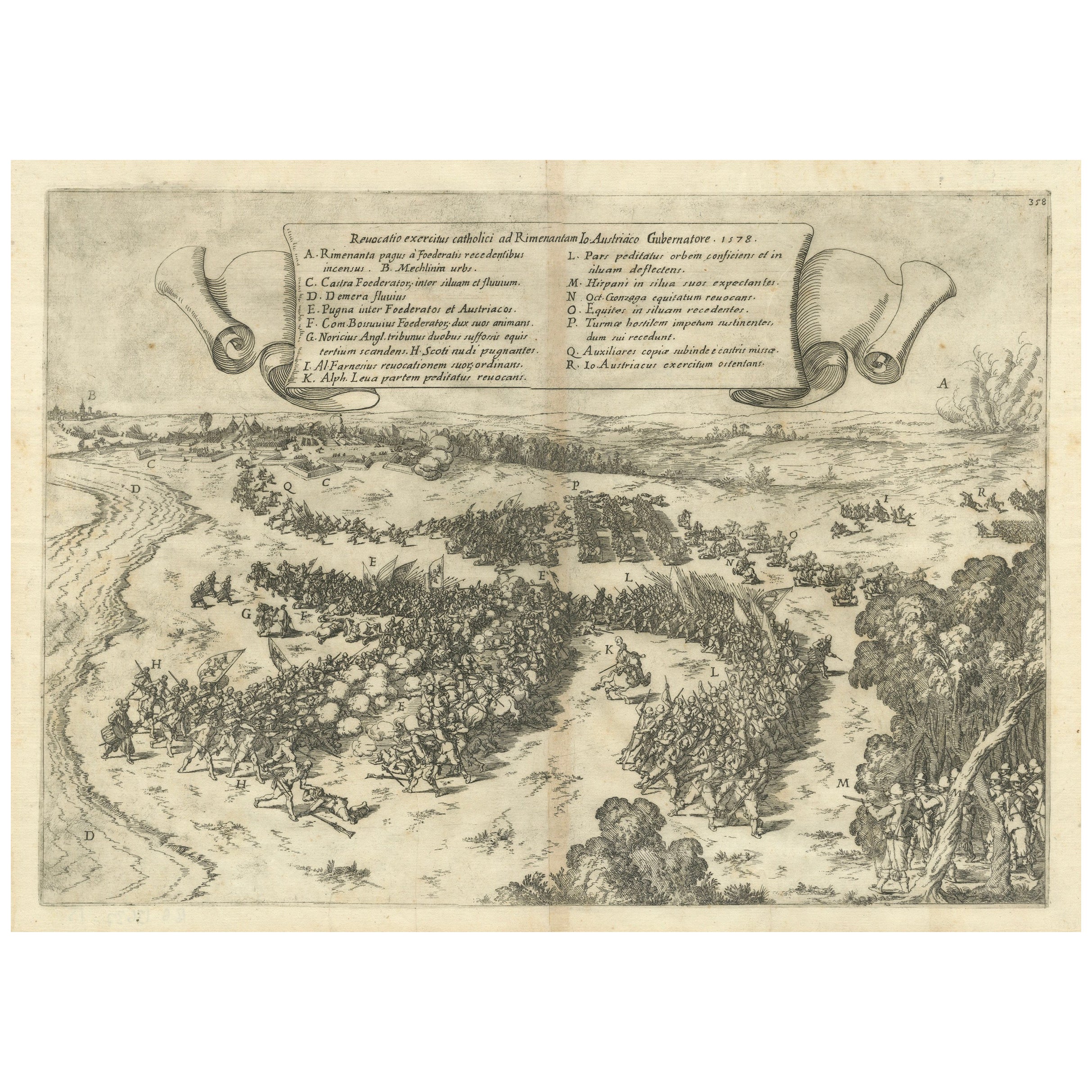 Le combat à Rijmenam gravé : un point de convergence dans les huit années de guerre, 1632 en vente