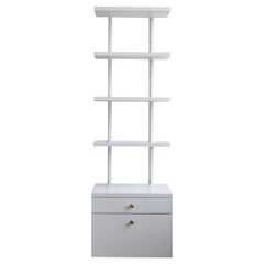 AS6 wall unit 24" wide shelves & drawer cabinet in white lacquer