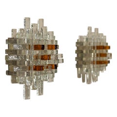 PoliArte Set of Wall Sconces in Murano by Albano Poli, Italy 1970s