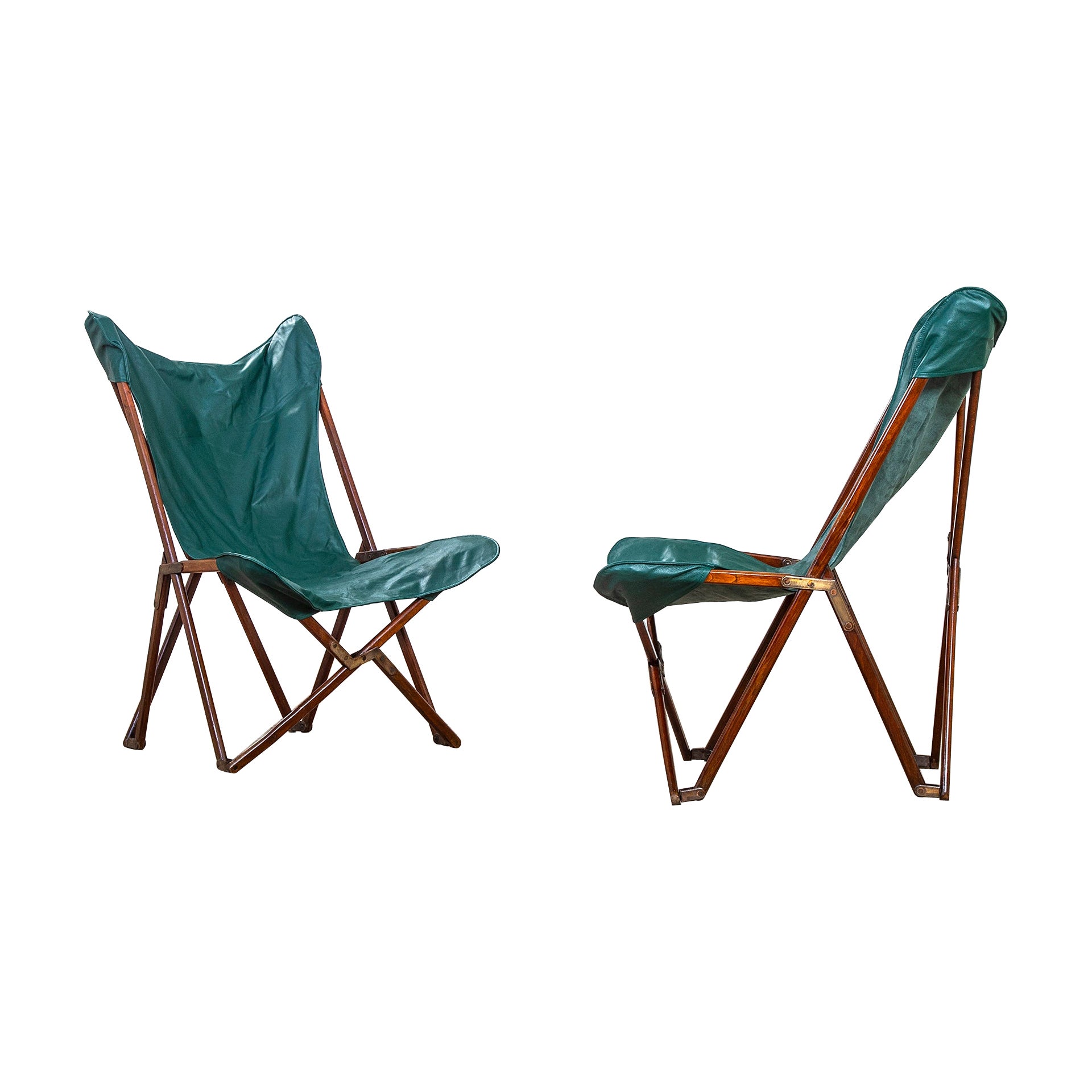 20th Century Gavina Studio Pair of Leather Chairs mod. Tripolina 
