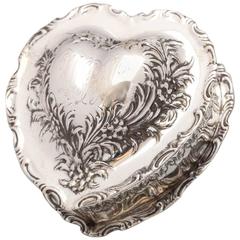 Lovely Victorian Sterling Silver Heart-Form Trinkets Box