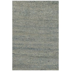 Handgeknüpfter Contemporary-Läufer von Rug & Kilim in schlichtem Blau mit grauen Streifen