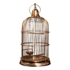 Used Early 20th Century French Napoleon III Brass Wire Birdcage