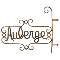 Antique French Wrought Iron Auberge Sign