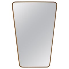 Vintage Italian Designer, Wall Mirror, Brass, Italy, 1940s