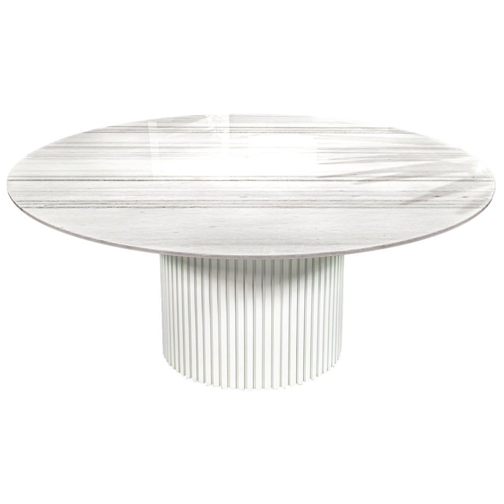 Modern Round White Marble Top Dining Table For Sale