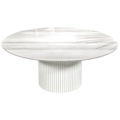 Modern Round White Marble Top Dining Table