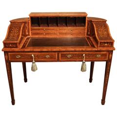 Late 19th Century Rosewood and Inlaid Marquetry Carlton House Desk, circa 1890 Late 19th Century Rosewood and Inlaid Marquetry Carlton House Desk, circa 1890