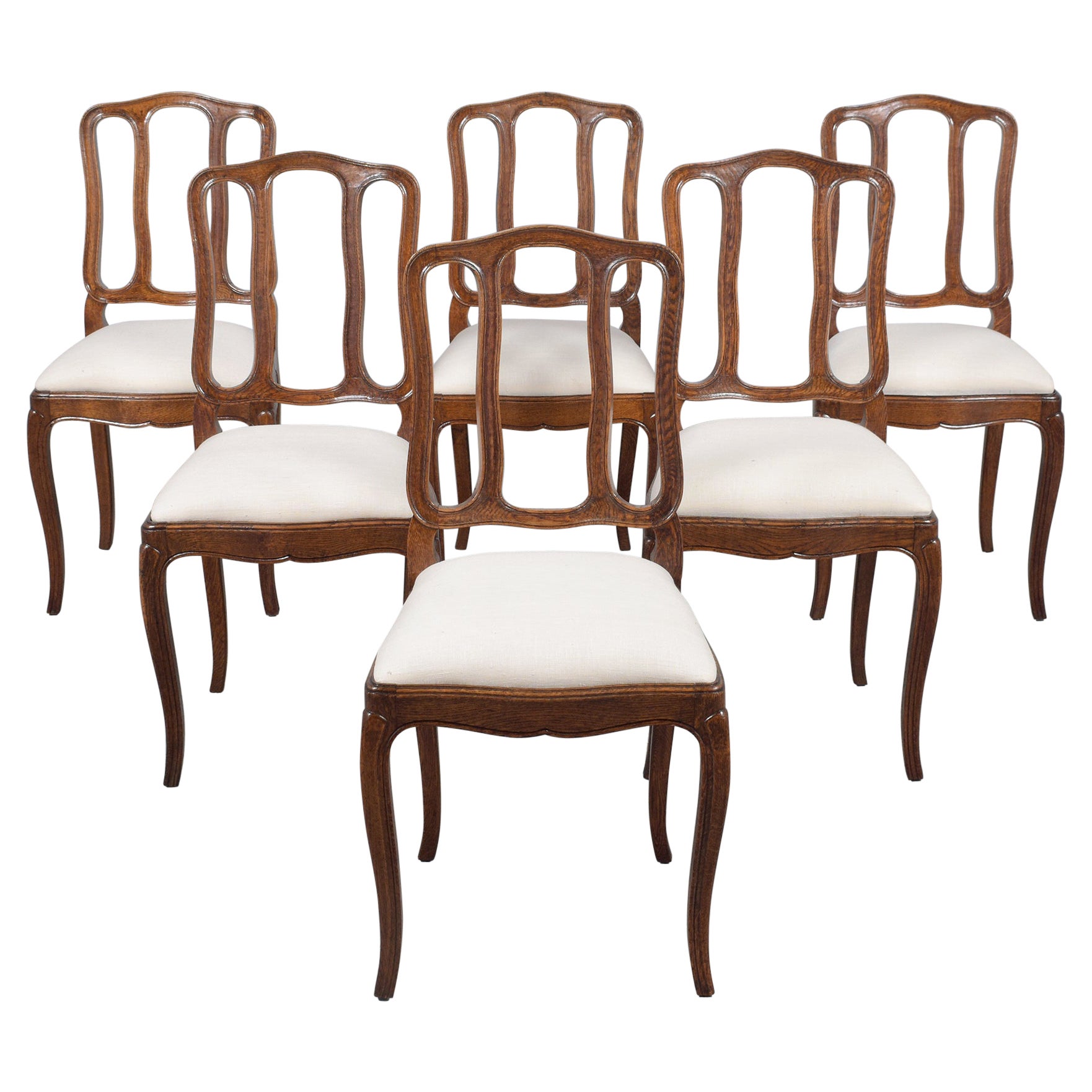 Ensemble français ancien de six chaises de salle à manger : Elegance Timeless restaurée en vente