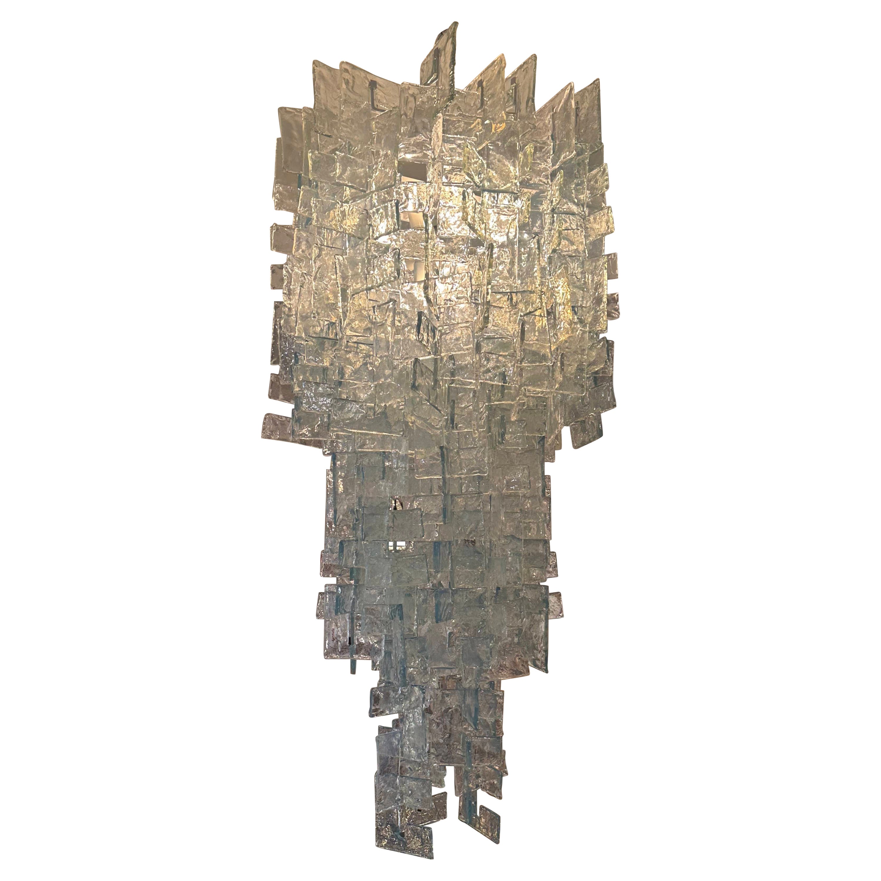 Large Carlo Nason for Mazzega, opalescent  Murano glass chandelier