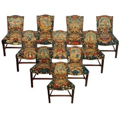 Set of 10 Antique English Georgian Mahogany and Needlepoint Chairs, Circa 1820's