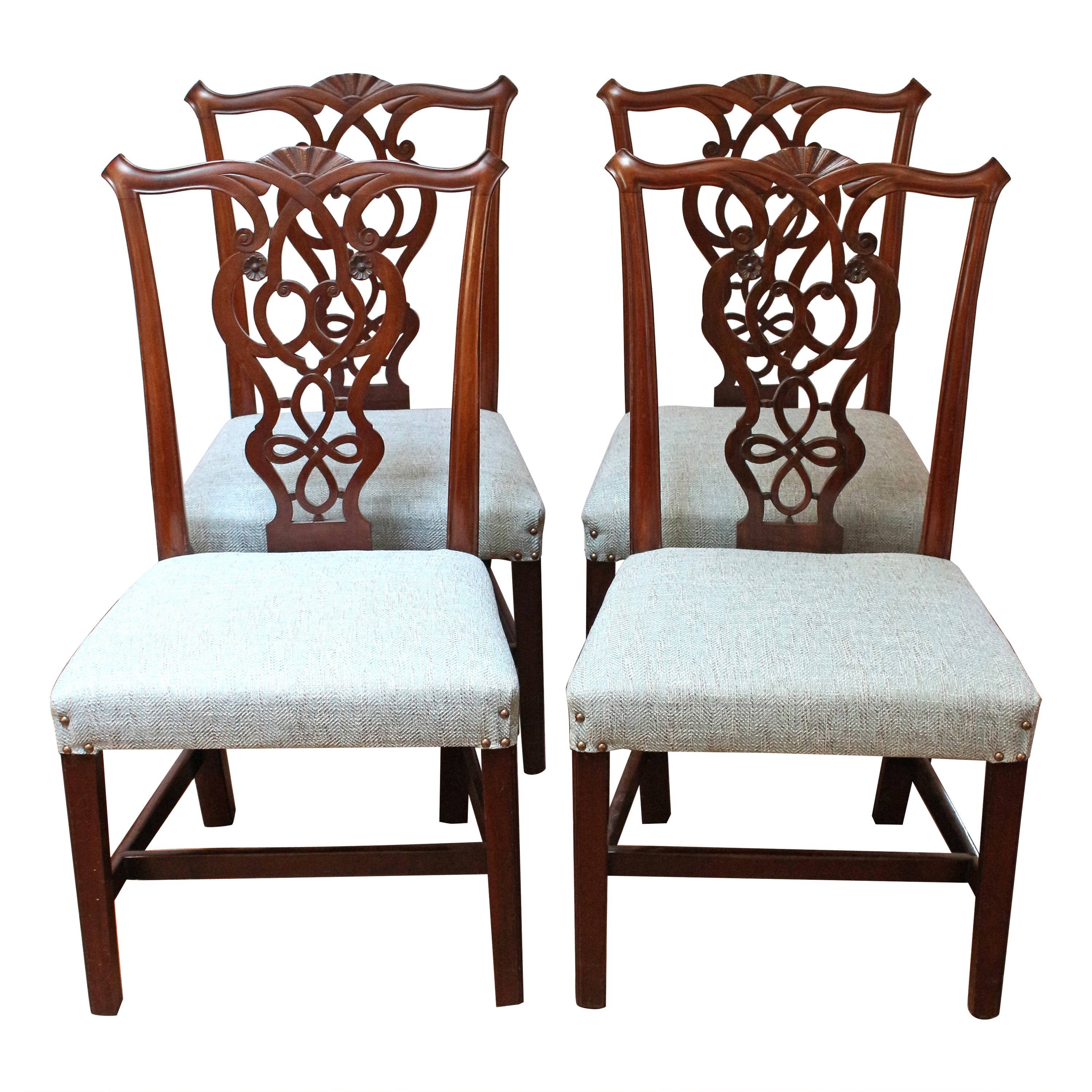 Circa 1765 Set of 4 English George III Period Side Chairs For Sale