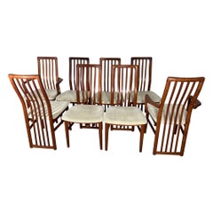 Set Of 8 Mid Century Danish Modern Teak Dining Chairs Schou Andersen 2 With Arms