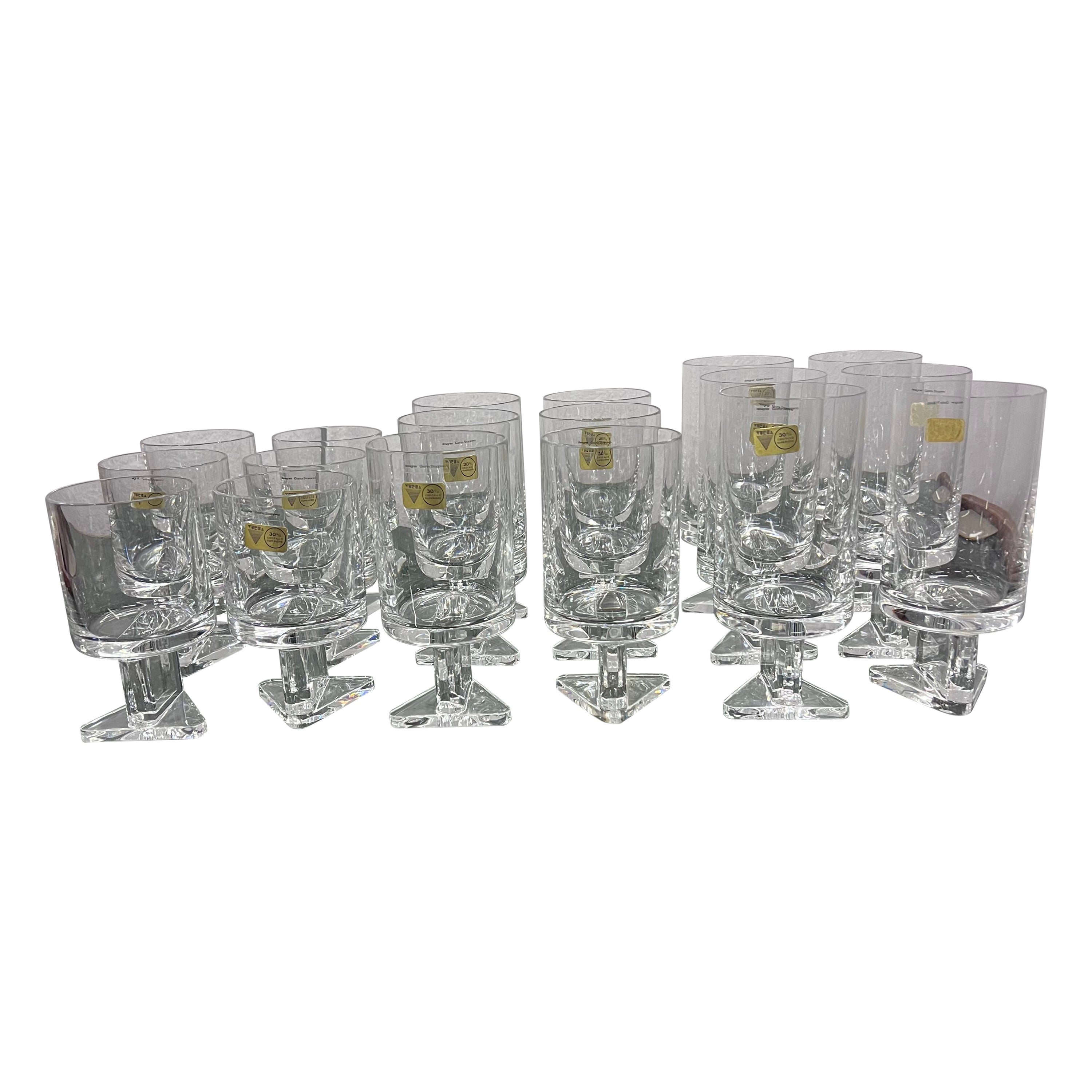Set of 6 Glasses - 18 pcs tot - by Giotto Stoppino for Vursa - Italy '70s For Sale