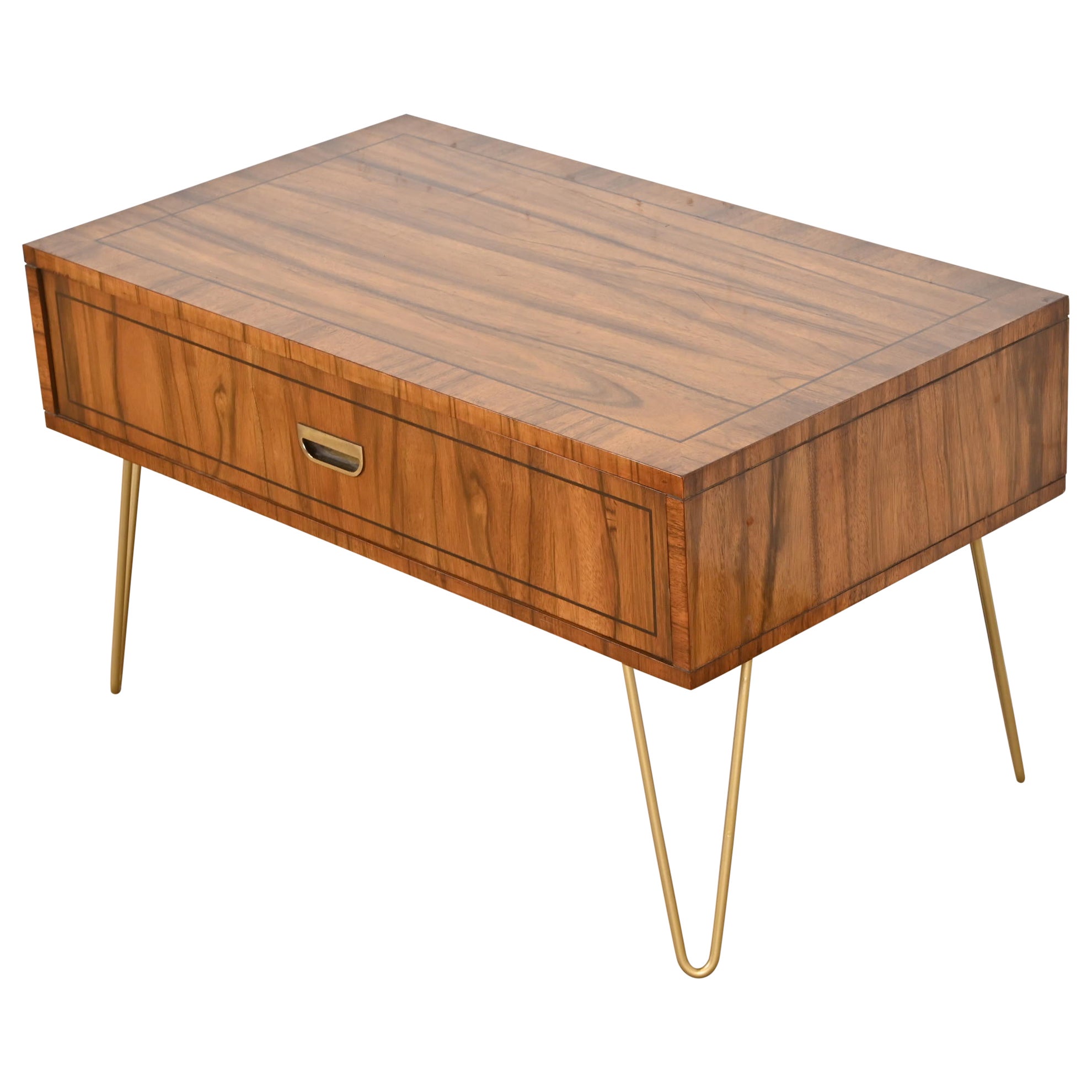 Baker Furniture Mid-Century Modern Rosewood Coffee Table on Hairpin Legs For Sale