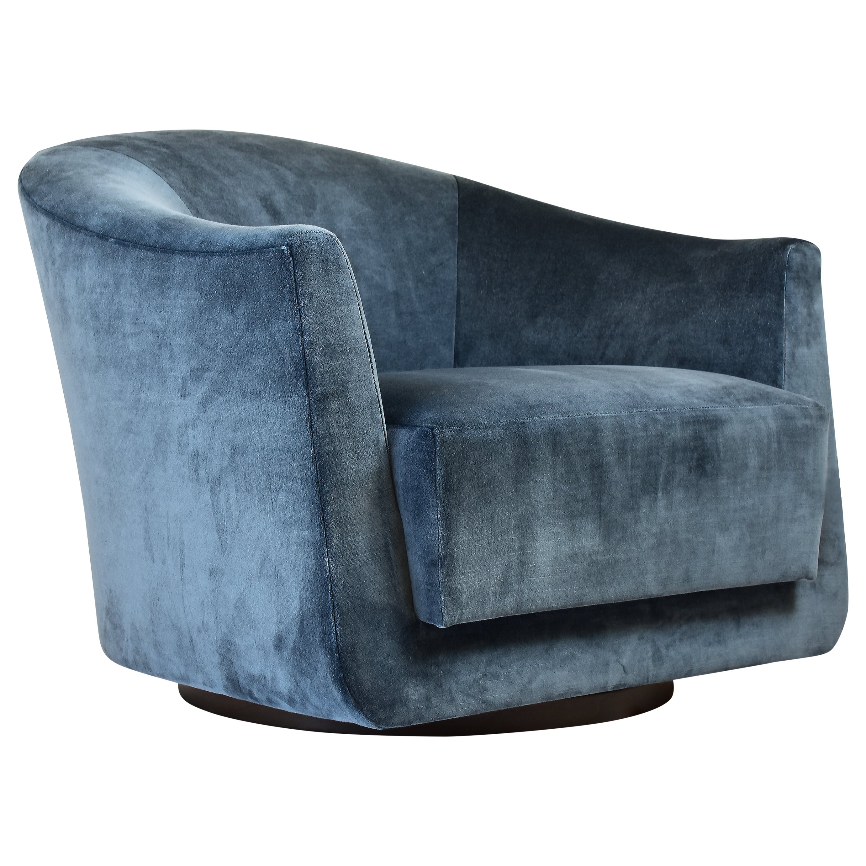 Le Jeune Upholstery Taverna Swivel Barrel Chair Showroom Model For Sale