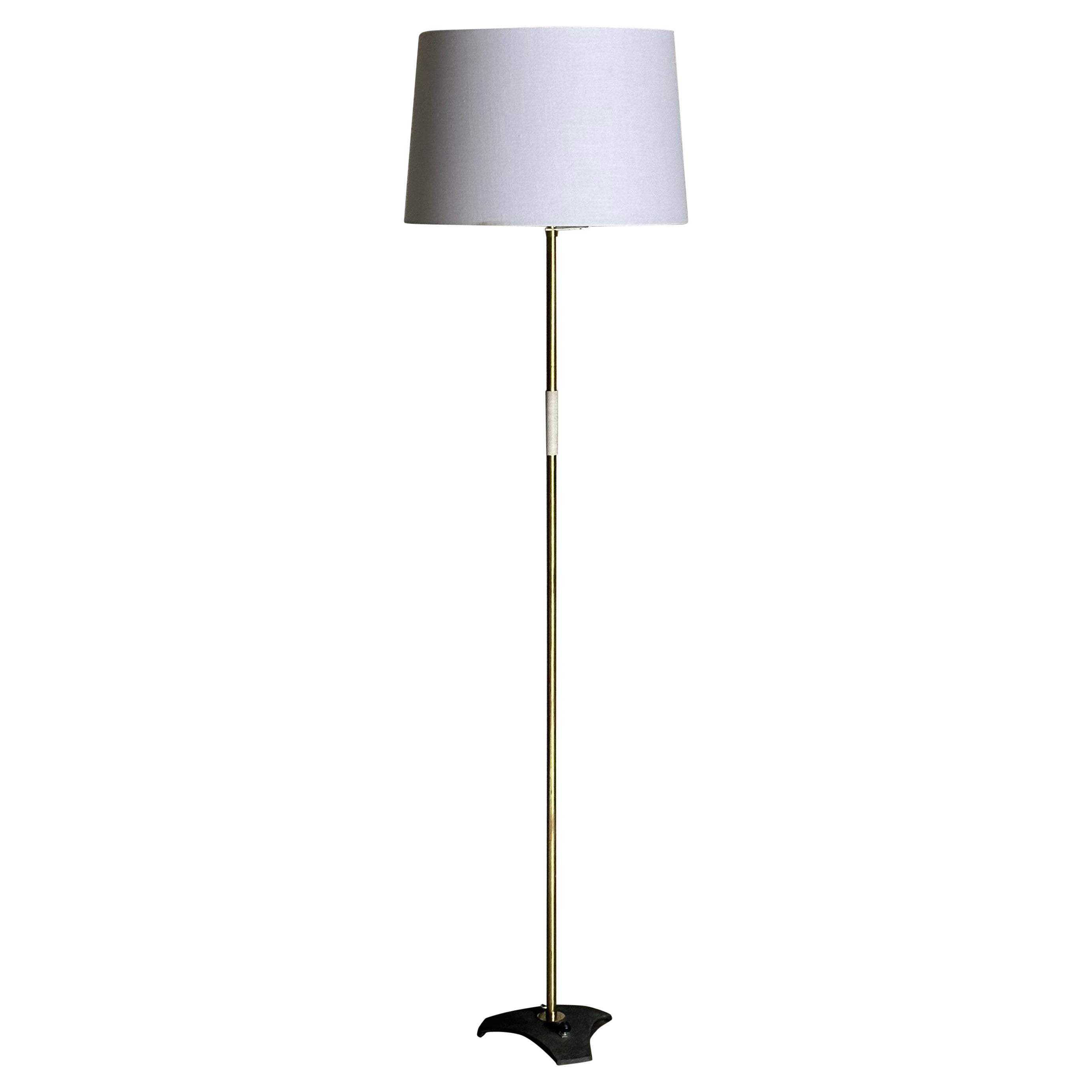 Minimalist Floor Lamp by Rupert Nikoll, Brass and Iron For Sale