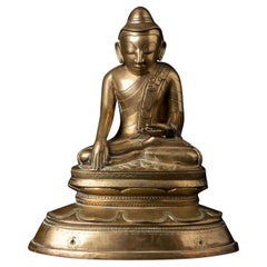 statue de Bouddha lotus en bronze ancien du 18e siècle de Birmanie